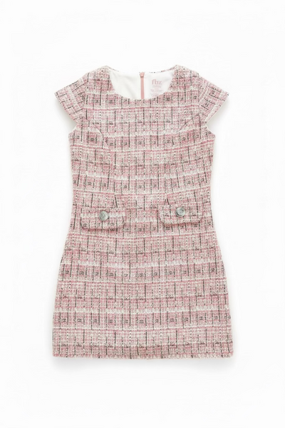Flowers by Zoe -Tweed Cap Sleeve Dress with Faux Pocket