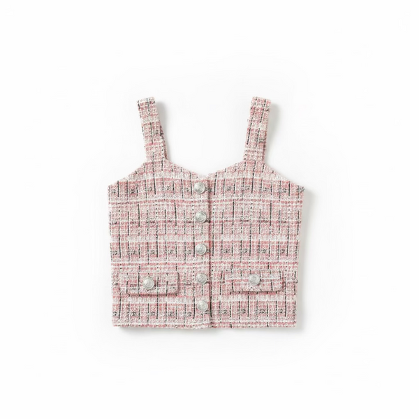 Flowers by Zoe - Cropped Tweed Tank With Button Detail