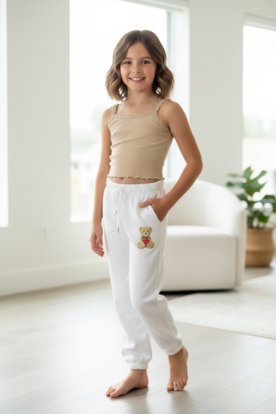 Flowers by Zoe -Taupe Tank with Eyelet Trim