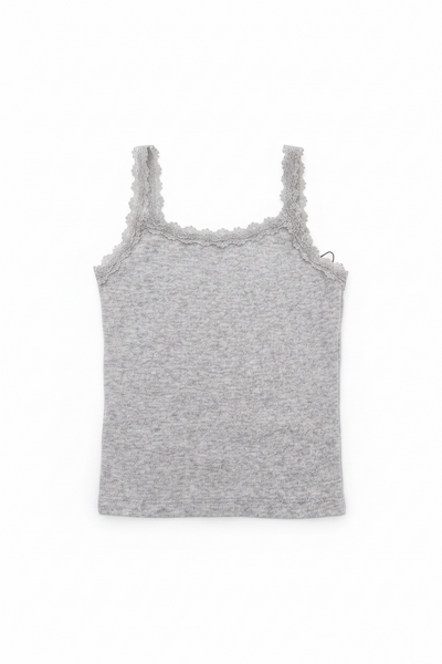 Flowers by Zoe - Grey Tank with Eyelet Trim