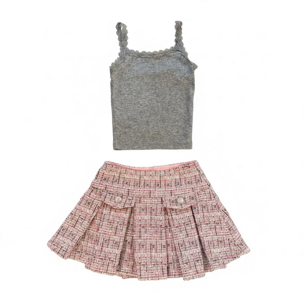 Flowers by Zoe - Grey Tank with Eyelet Trim