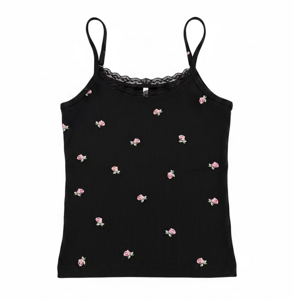 Flowers by Zoe -Rosebud Tank with Lace Trim