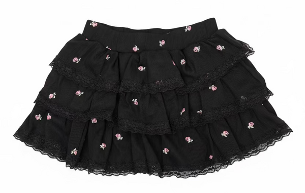 Flowers by Zoe - Rosebud Tiered Skirt with Lace Trim