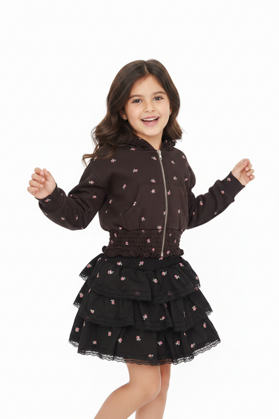 Flowers by Zoe - Rosebud Tiered Skirt with Lace Trim