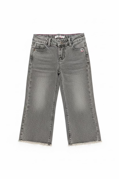 Babyface - Faded Grey Wide Leg Frayed Jeans
