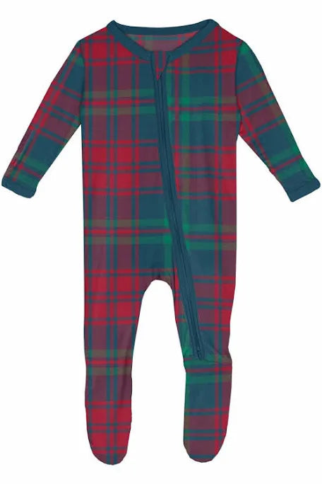 Kickee Pants - Peacock Plaid Footie