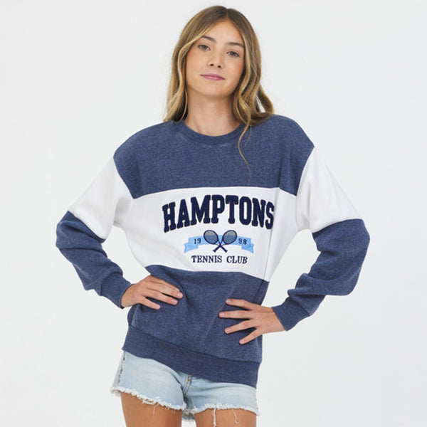 Vintage Havana - Hamptons Embroidered Crewneck Sweatshirt-NVY
