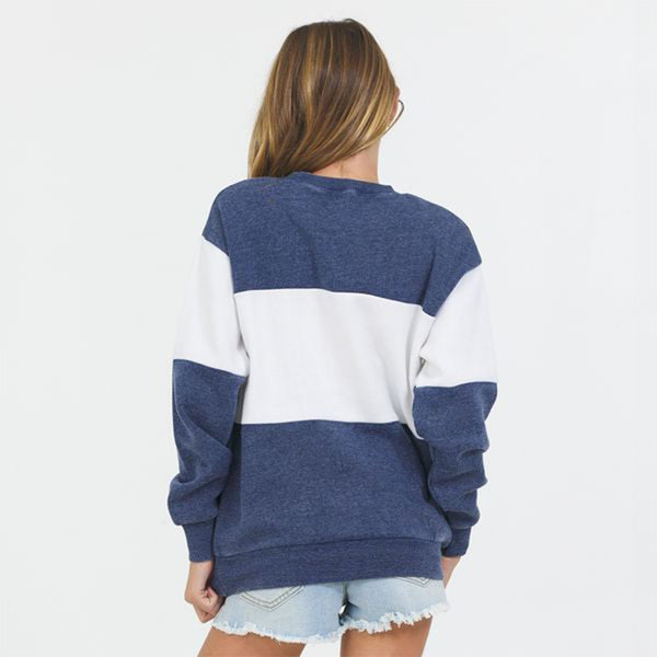 Vintage Havana - Hamptons Embroidered Crewneck Sweatshirt-NVY