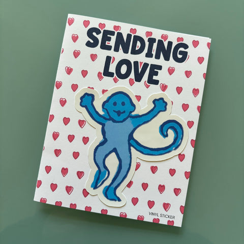 Edyn Designs - Blue Monkey Sticker Note Card
