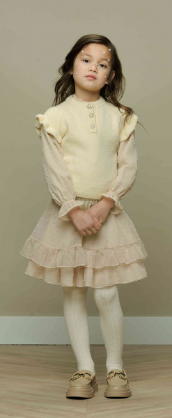 Le Chic - Olga Pearled Ivory Flutter Sleeve Sweater