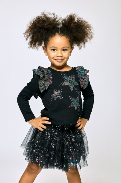 Baby Sara - Long Sleeve Ruffle Top with Star Detail