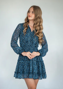 Flowers by Zoe - Blue Floral Chiffon Dress