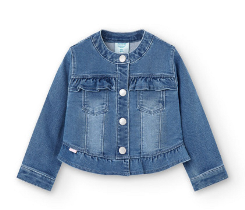 MEER. COLLAR RUFFLES DENIM JACKET (ブルー) MEER. COLLAR RUFFLES DENIM JACKET (ブルー)