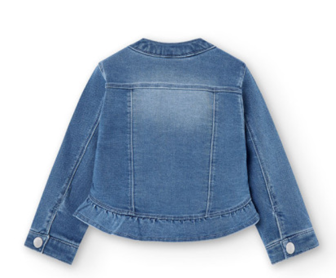 Boboli - Denim Jacket with Ruffle Details – Stoopher & Boots Boboli - Denim Jacket with Ruffle Details – Stoopher & Boots