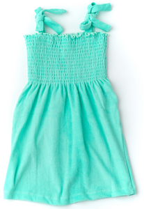Shade Critters - Mint Terry Girls Smocked Tank Dress