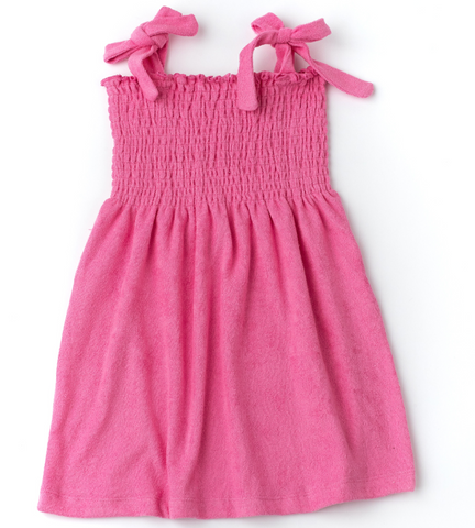 Shade Critters - Hot Pink Terry Girls Smocked Tank Dress