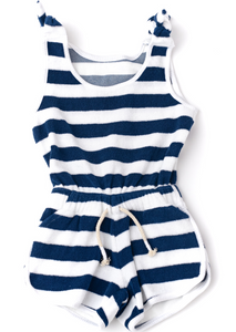 Shade Critters - Navy Stripe Terry Girls Active Romper