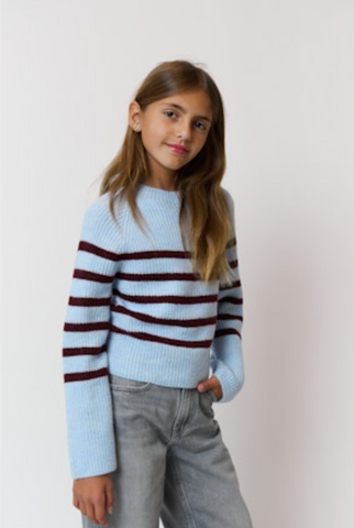CPW - Striped Mock Neck Sweater - Blue