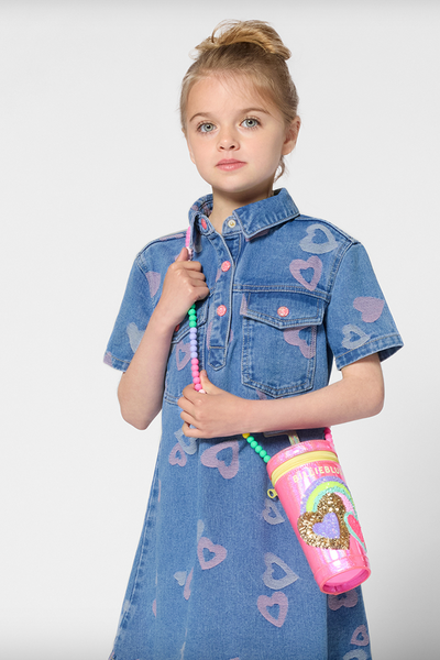 Billieblush - Denim Heart Print Dress