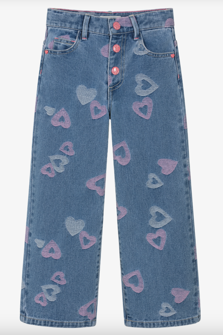 Billieblush - Heart Print Straight Fit Jeans