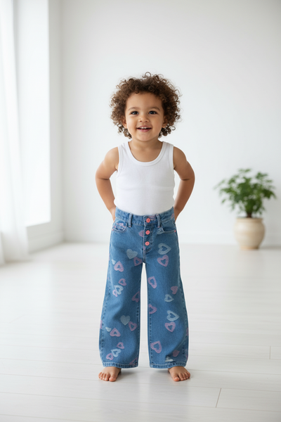 Billieblush - Heart Print Straight Fit Jeans