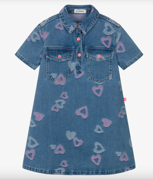 Billieblush - Denim Heart Print Dress