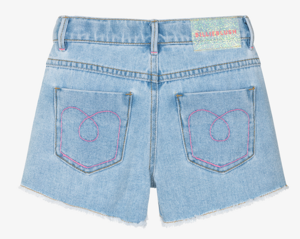 Billieblush -  Blue Denim Shorts with Colorful Rhinestones