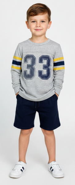 Bit'z Kids, LS Number Jersey T-Shirt in Grey