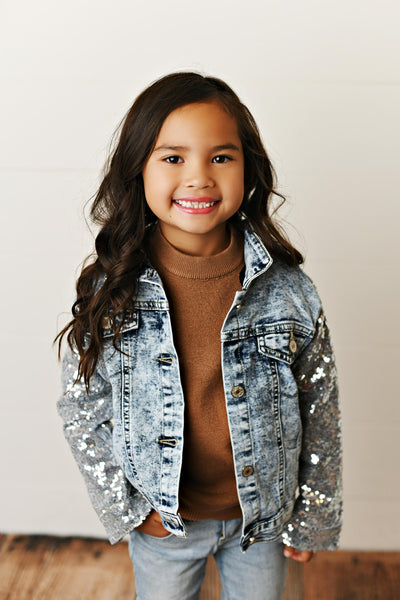 Silver Sequin Denim Jacket