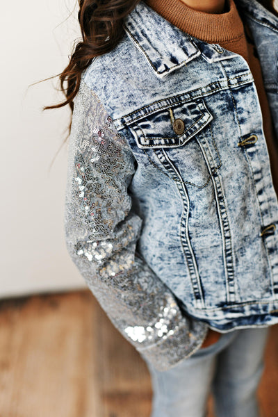 Silver Sequin Denim Jacket