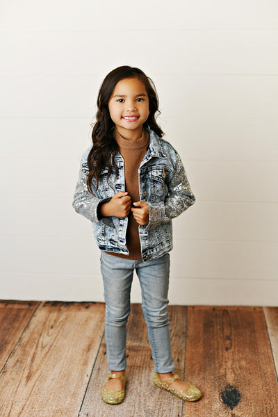 Silver Sequin Denim Jacket