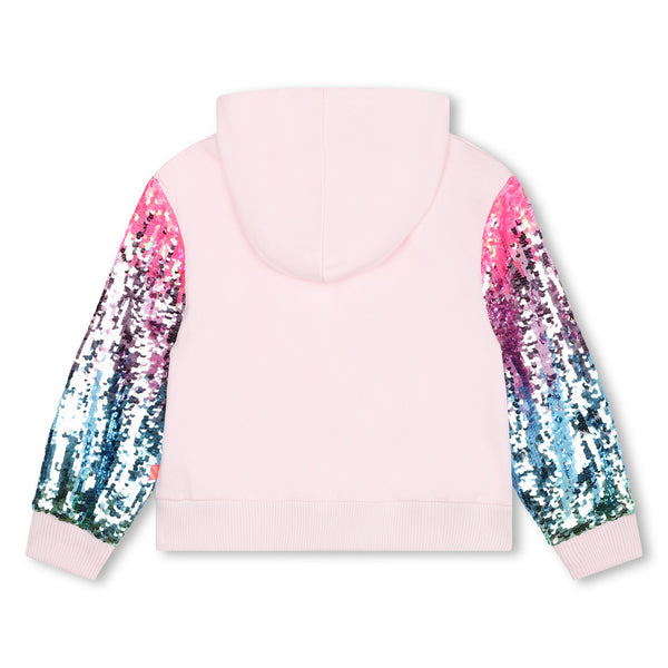 Billieblush Apparel - Hooded Zip Sweatshirt with Sequin Sleeves