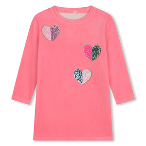 Billieblush - Pink Velour Sequin Hearts Dress