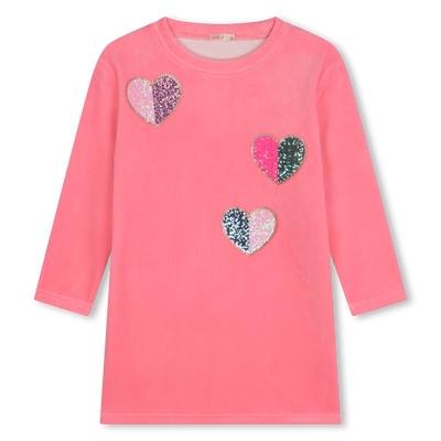 Billieblush - Pink Velour Sequin Hearts Dress