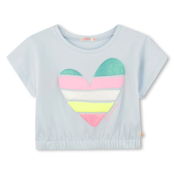 Billieblush - Ice Blue Cotton Heart T-Shirt