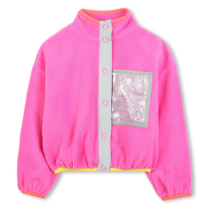 Billieblush - Girls Pink Fleece Jacket with Sequined Pocket