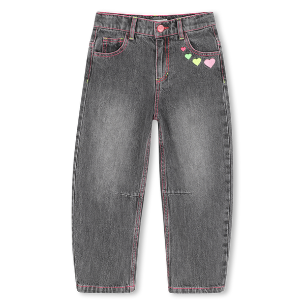 Billieblush - Denim Grey Barrel Jeans with Embroidery