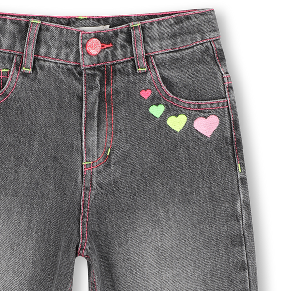Billieblush - Denim Grey Barrel Jeans with Embroidery