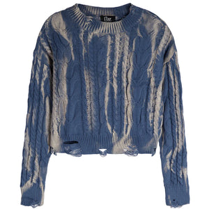 Flowers by Zoe - Distressed Bleach Cable Sweater