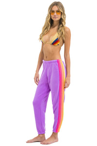 Aviator Nation - 5 STRIPE SWEATPANTS - NEON PURPLE // NEON