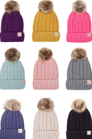 Cc Kids Solid Color Lined Beanie