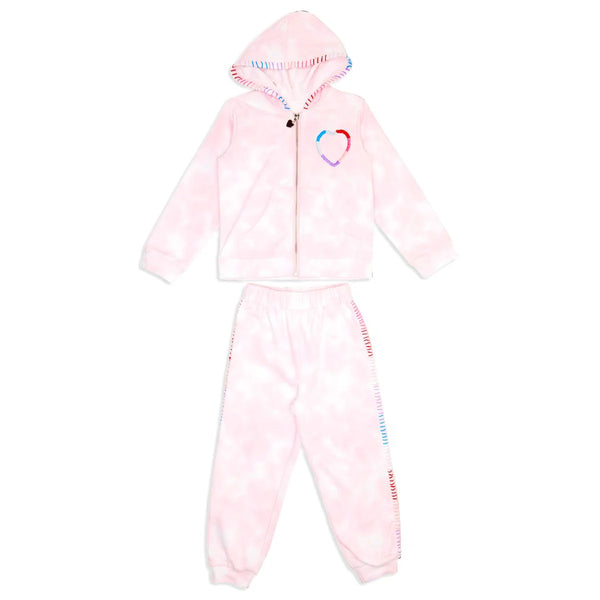 Mini Dreamers - Ava Heart Stitched Tie Dye Hoodie And Sweatpants Set