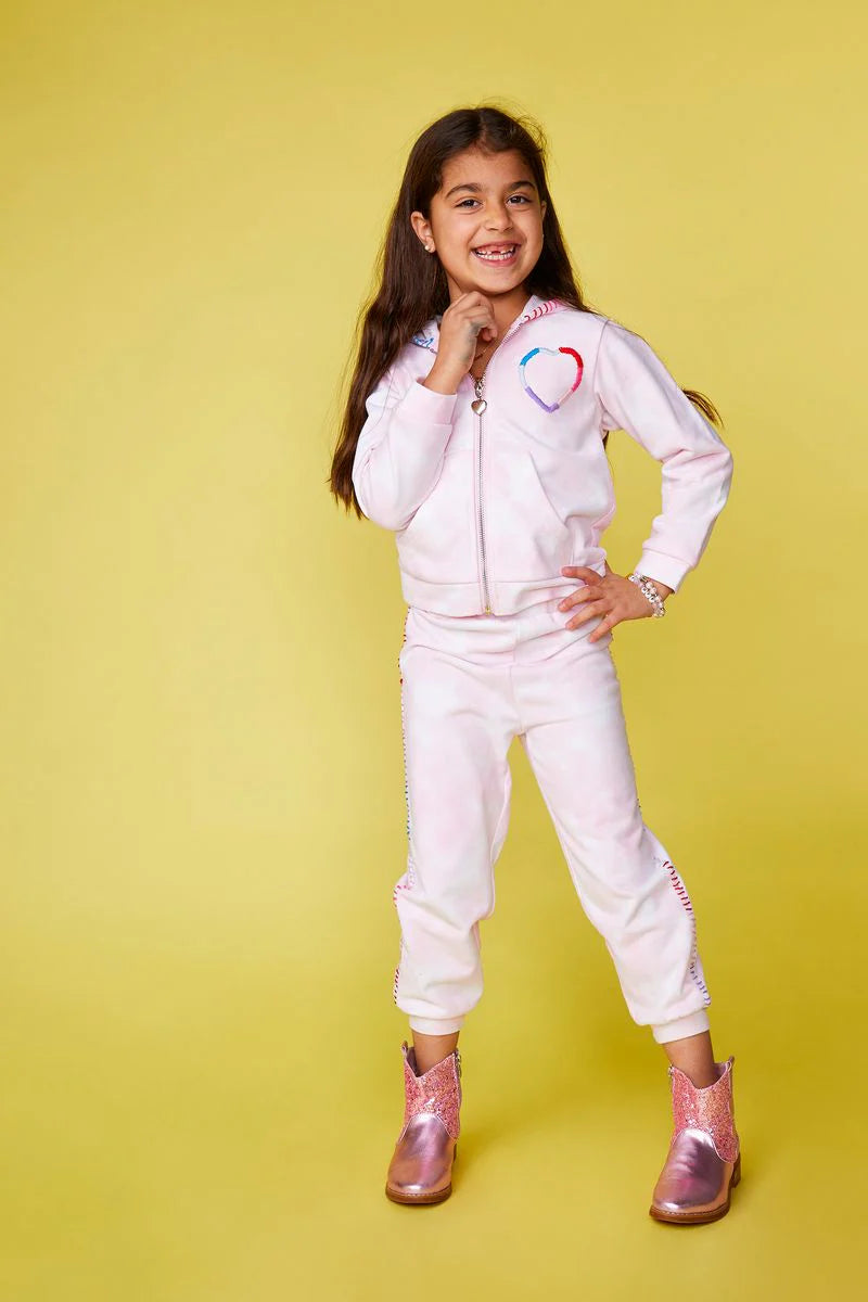 Mini Dreamers - Ava Heart Stitched Tie Dye Hoodie And Sweatpants Set