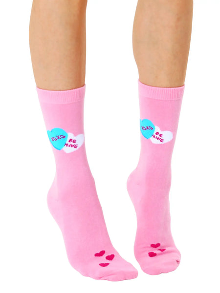 Living Royal - Crew Socks - V-Day Hearts - "Be Mine" - Pink