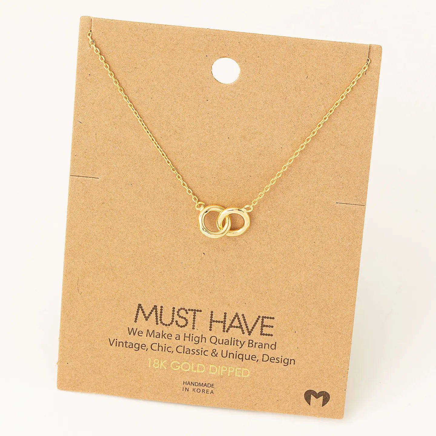 Fame Accessories - Dainty Dual Circle Link Pendant Necklace