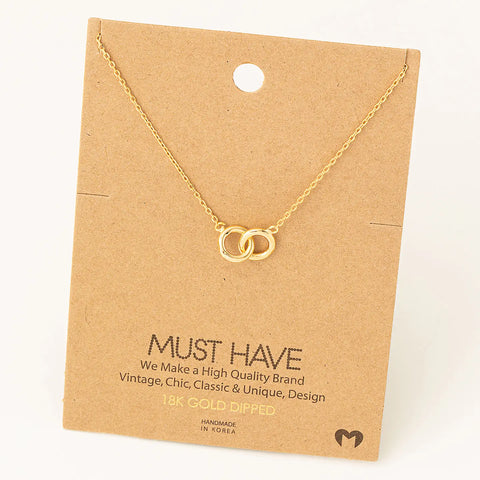 Fame Accessories - Dainty Dual Circle Link Pendant Necklace