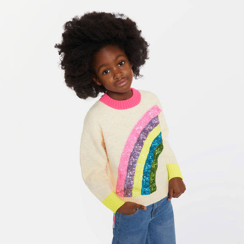 Billieblush - Girls Beige Sequinned Rainbow Sweater