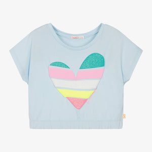 Billieblush - Ice Blue Cotton Heart T-Shirt