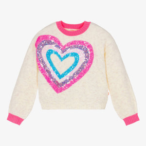 Billieblush - Ivory Sequin Heart Sweater