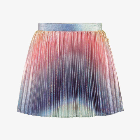 Billieblush - Metallic Rainbow Satin Plissé Skirt
